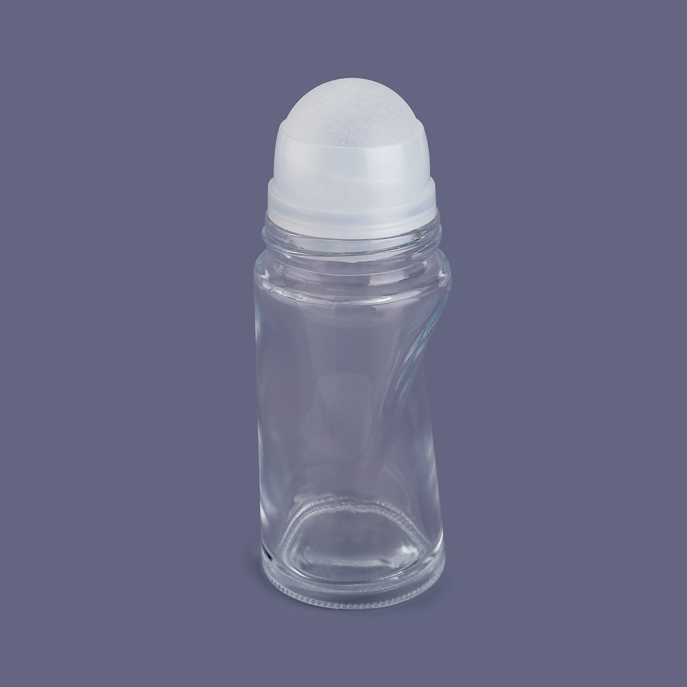 Venta al por mayor de botella de vidrio desodorante de 50 ml, rollo de aceite de perfume en botella de vidrio con bola de rodillo, botella de perfume de lujo